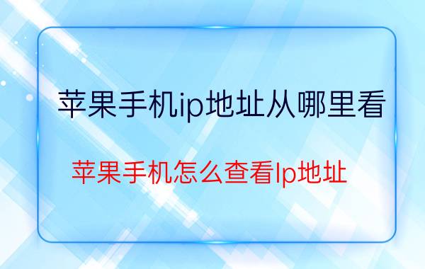 苹果手机ip地址从哪里看 苹果手机怎么查看Ip地址？